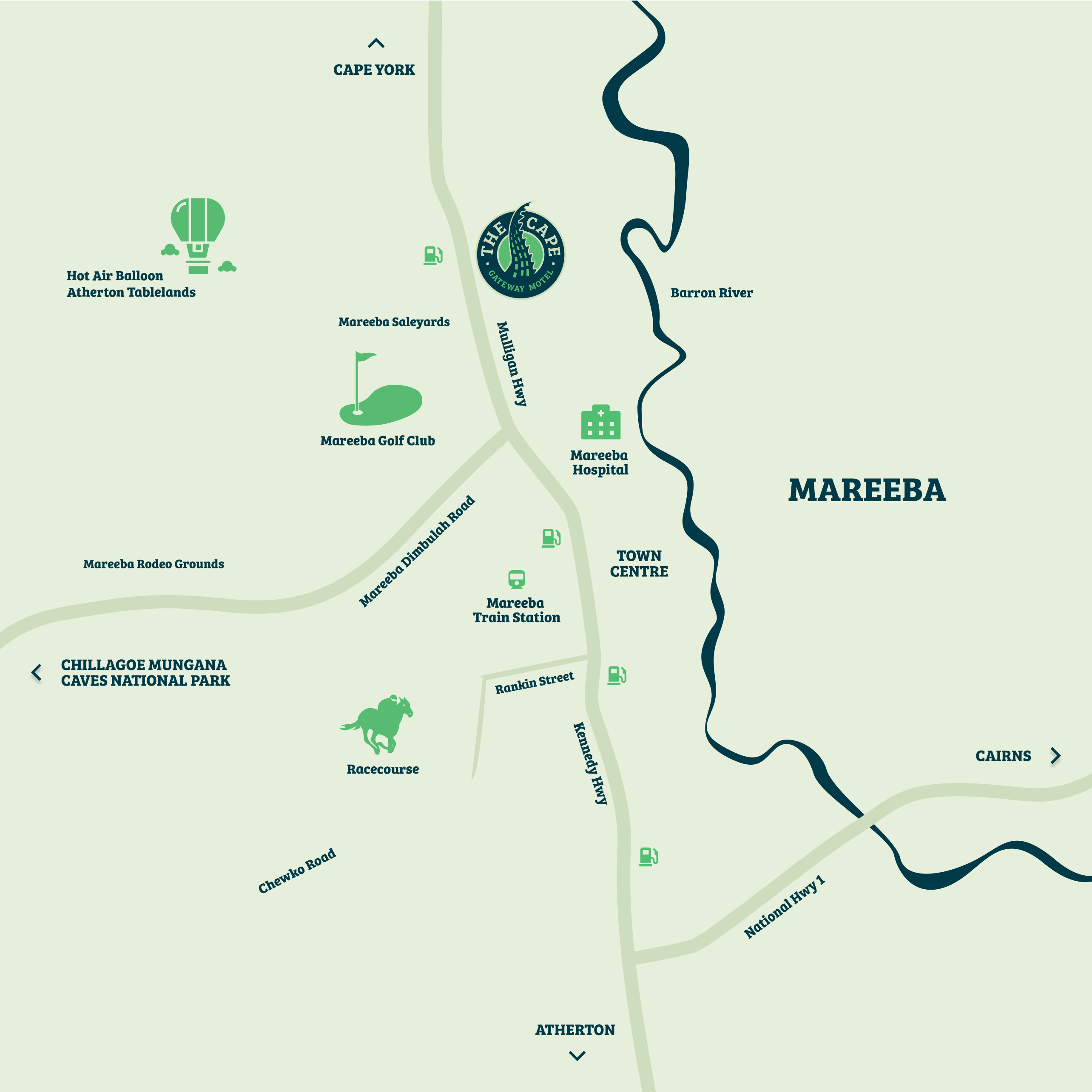 Illustrated map of Mareeba, Queensland, Australia.